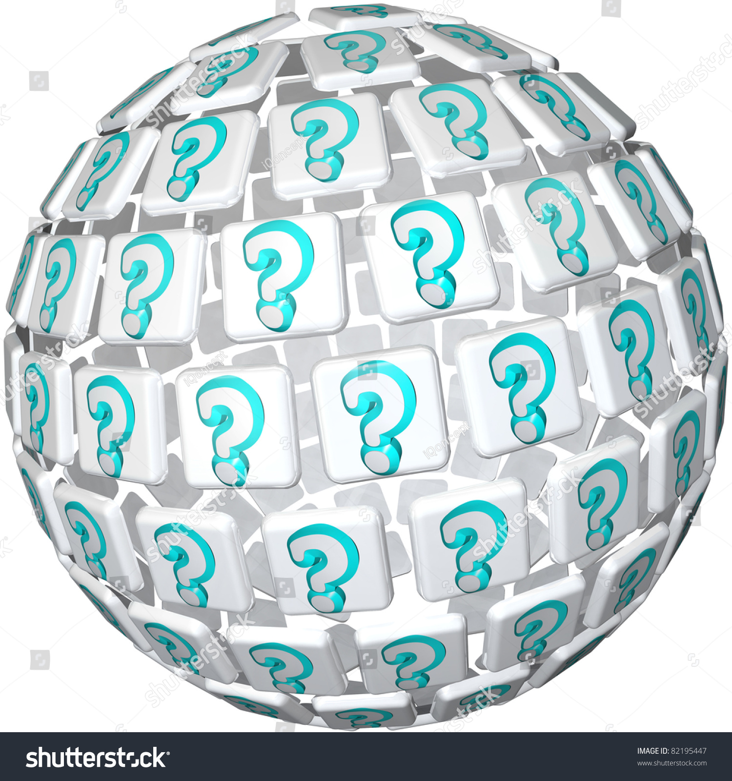 A Sphere Made Up Of Tiles Featuring Question Marks Symbolizing A World
