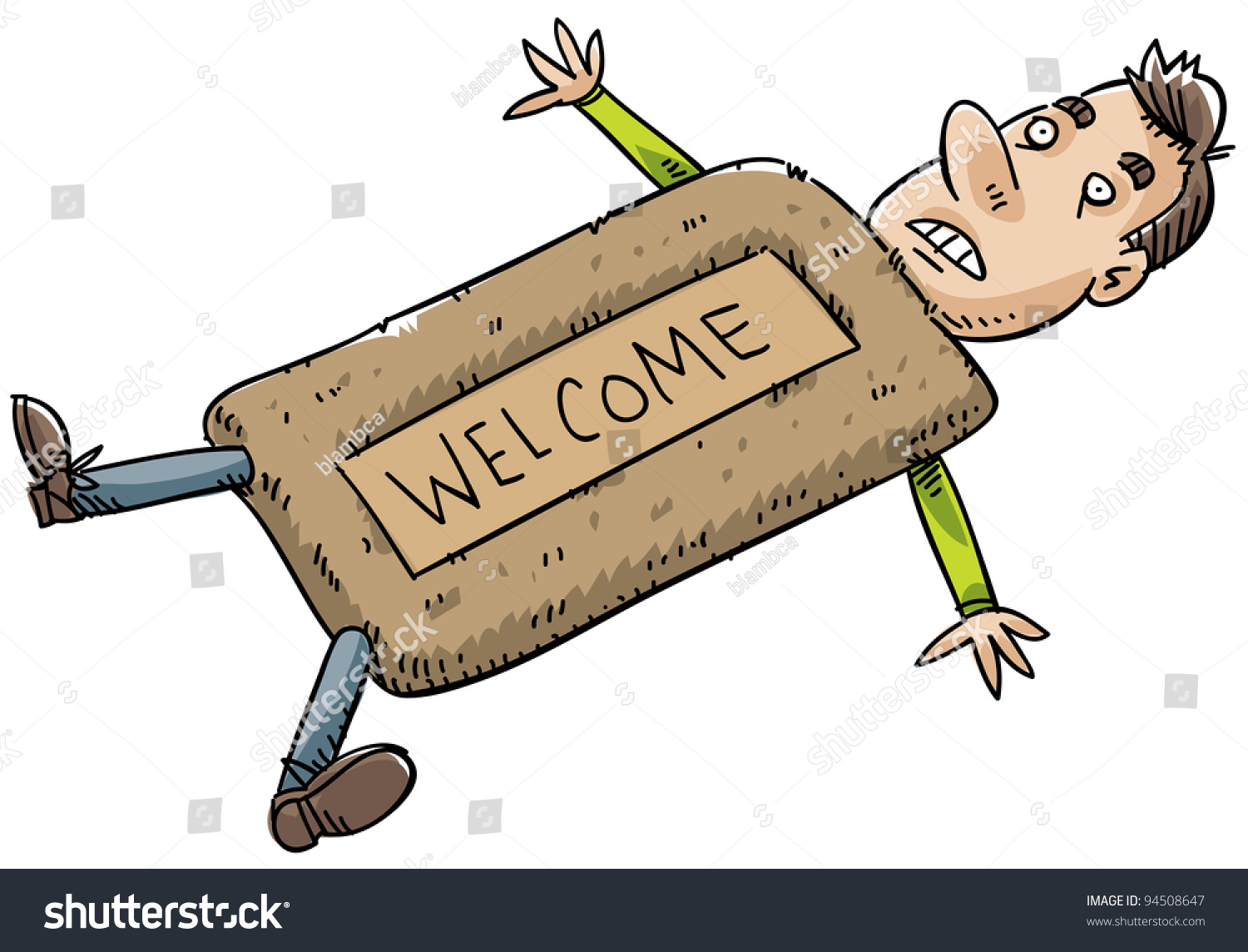 A Submissive Cartoon Man Is A Doormat. Stock Photo 94508647 Shutterstock