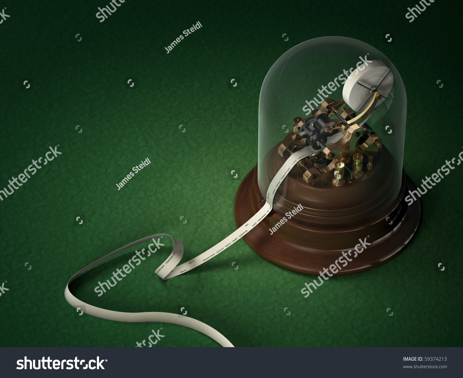 A Vintage Stock Ticker Isolated On A White Background Stock Photo