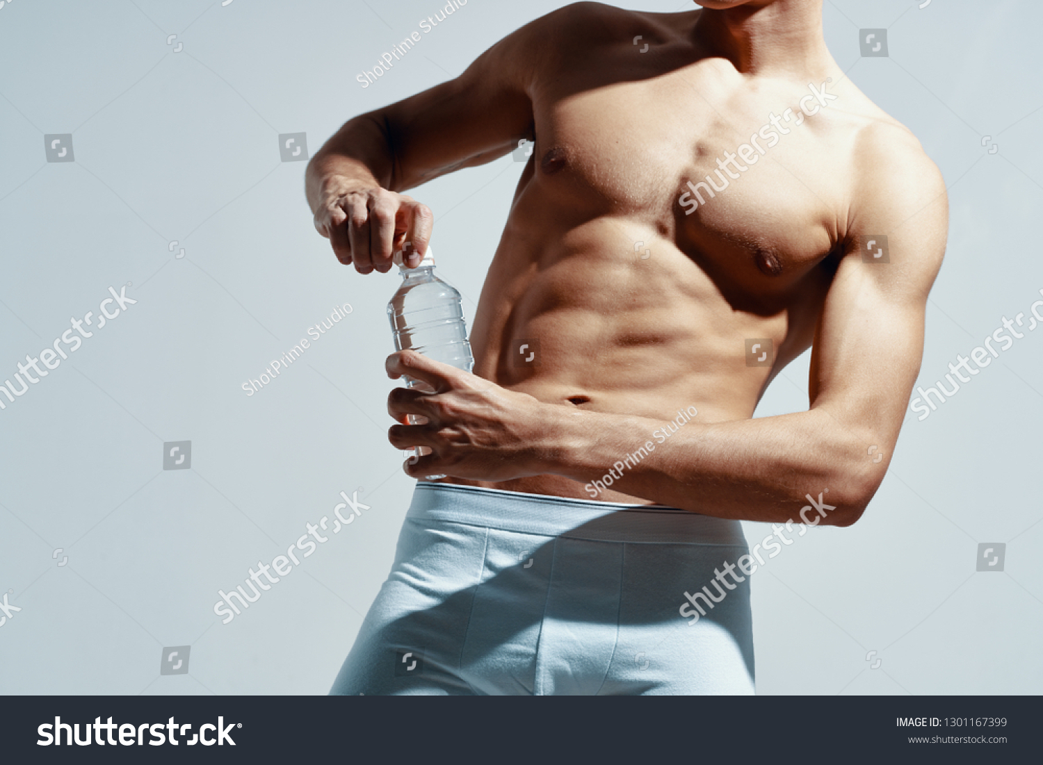 Wellbuilt Male Athlete Nude Muscular Torso Stock Photo