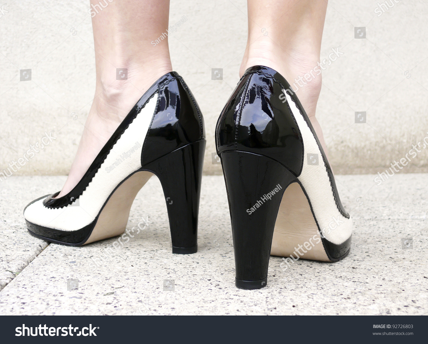 high heels black and white
