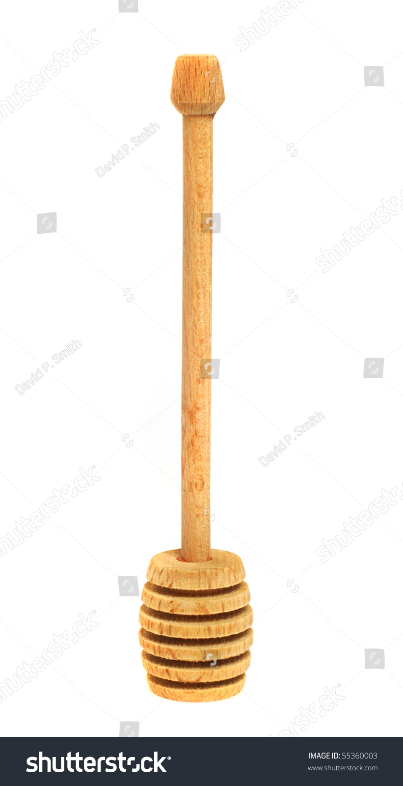 A Wooden Honey Wand Isolation On A White Background Stock Photo