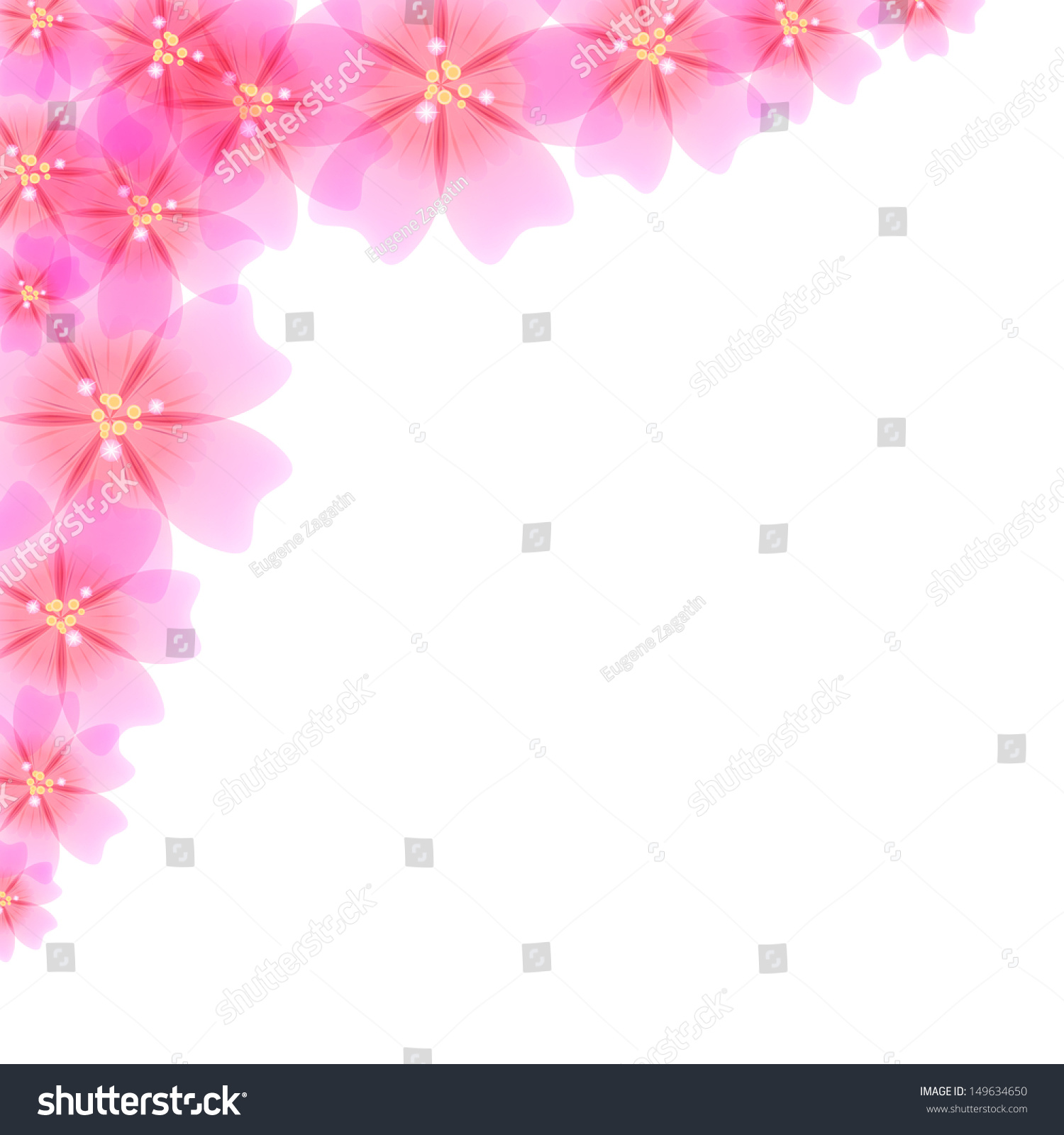 Abstract Background Pink Transparent Flowers Corner Stock Illustration