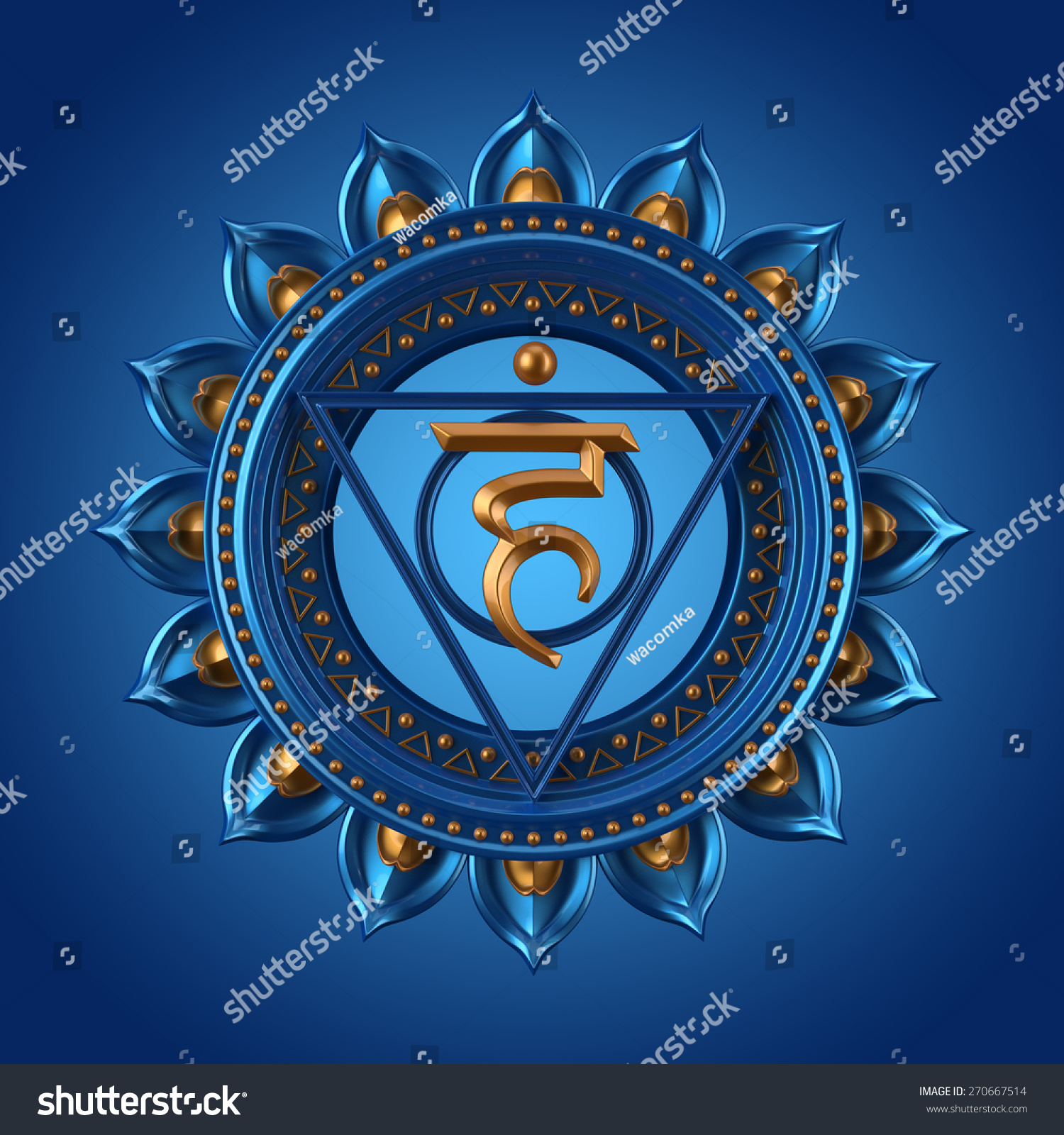 Abstract Blue Vishuddha Chakra Symbol D Stock Illustration