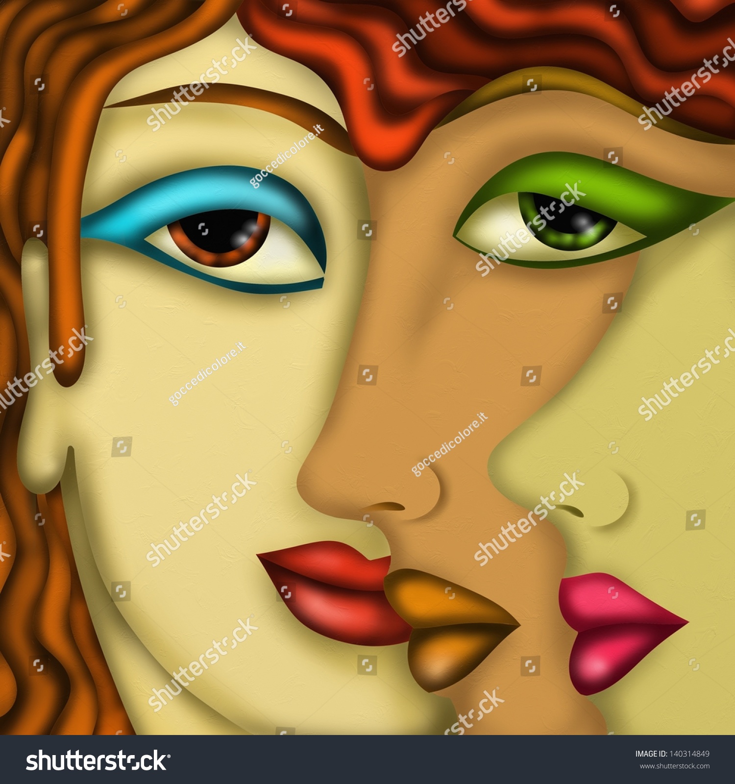 Abstract Design Womens Faces Stock Illustration 140314849 