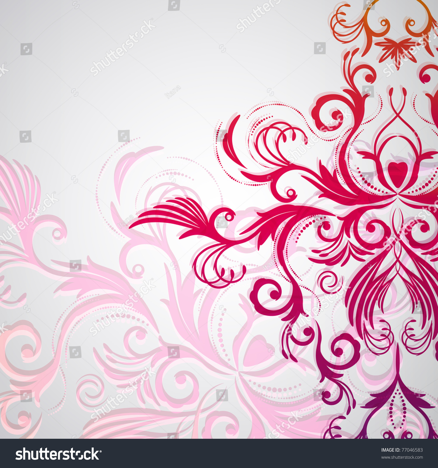 Abstract Floral Background With Oriental Flowers. Stock Photo 77046583