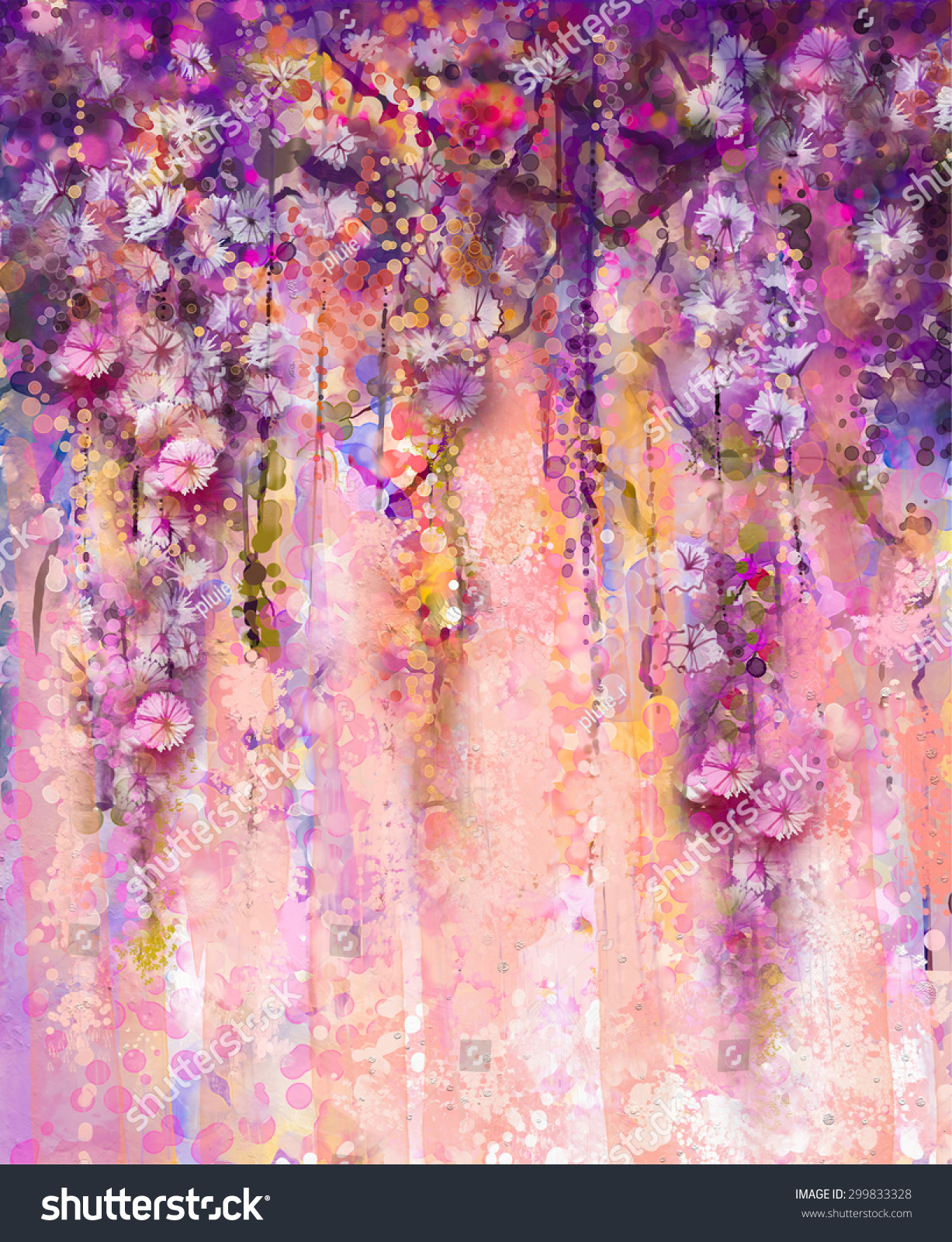stock photo abstract flowers watercolor painting spring purple flowers wisteria with bokeh background 299833328