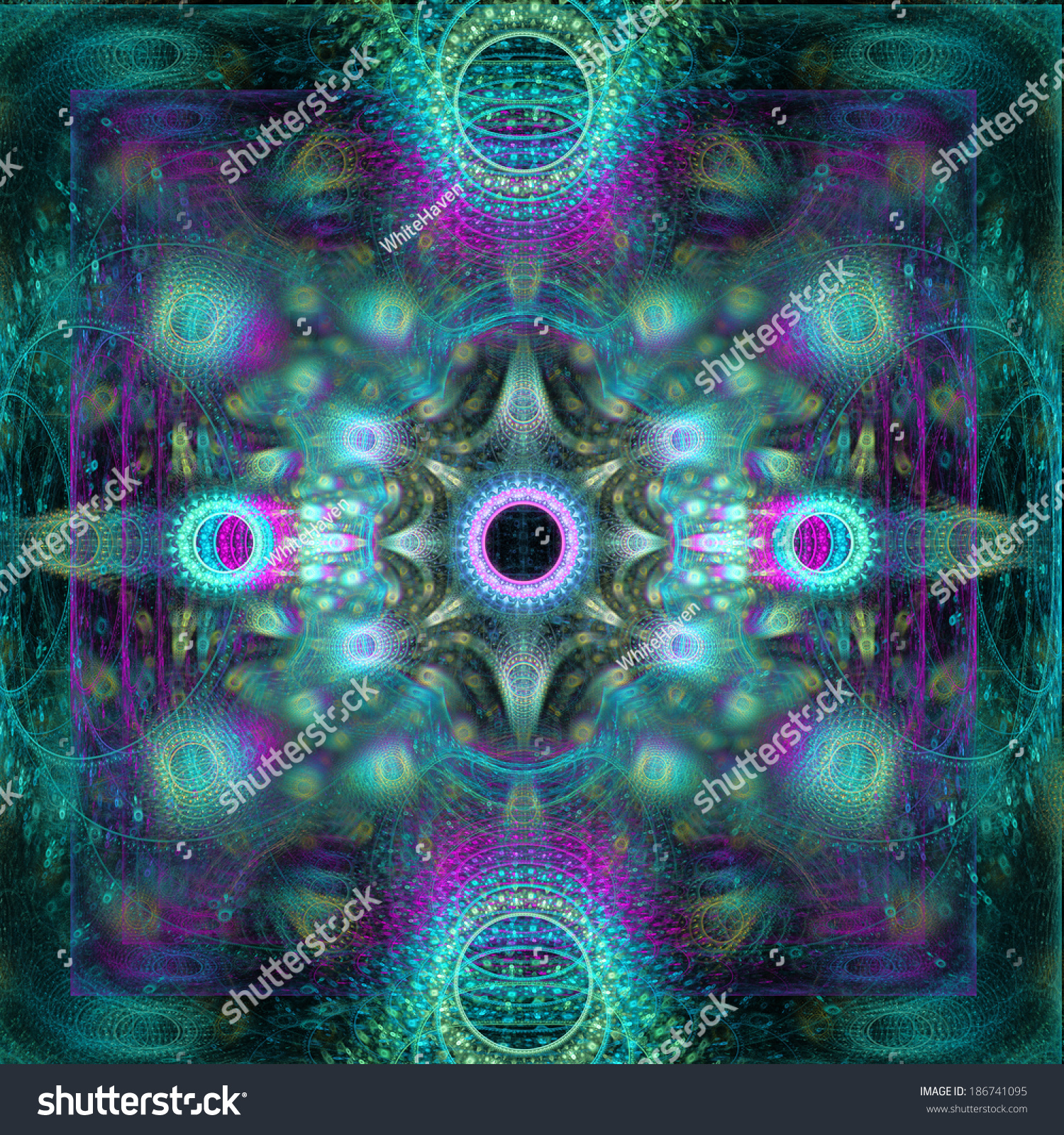 Abstract High Resolution Fractal Background In Cyan And Pink Colors 