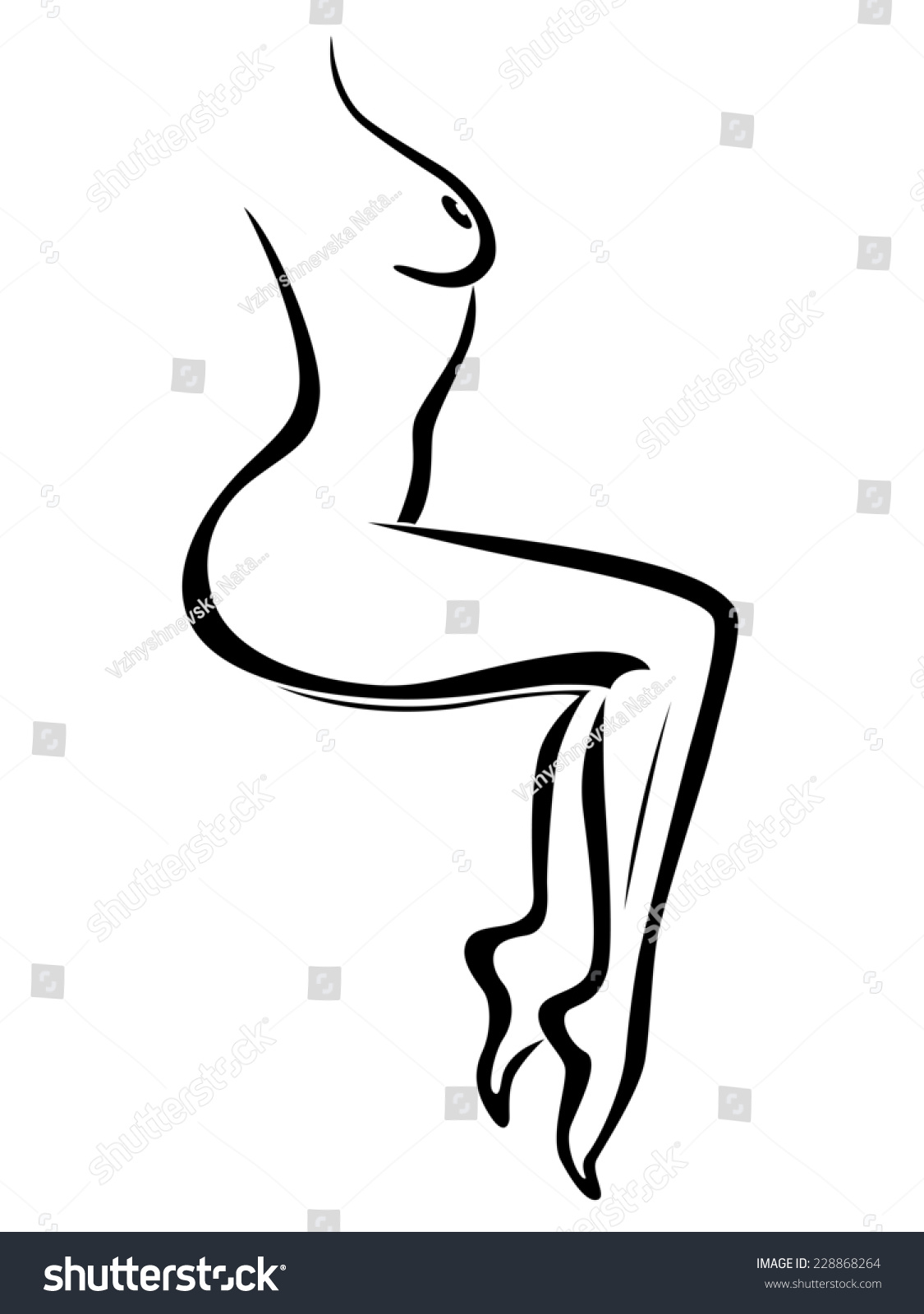 Abstract Outline Sexy Sitting Woman Body Stock Illustration 228868264