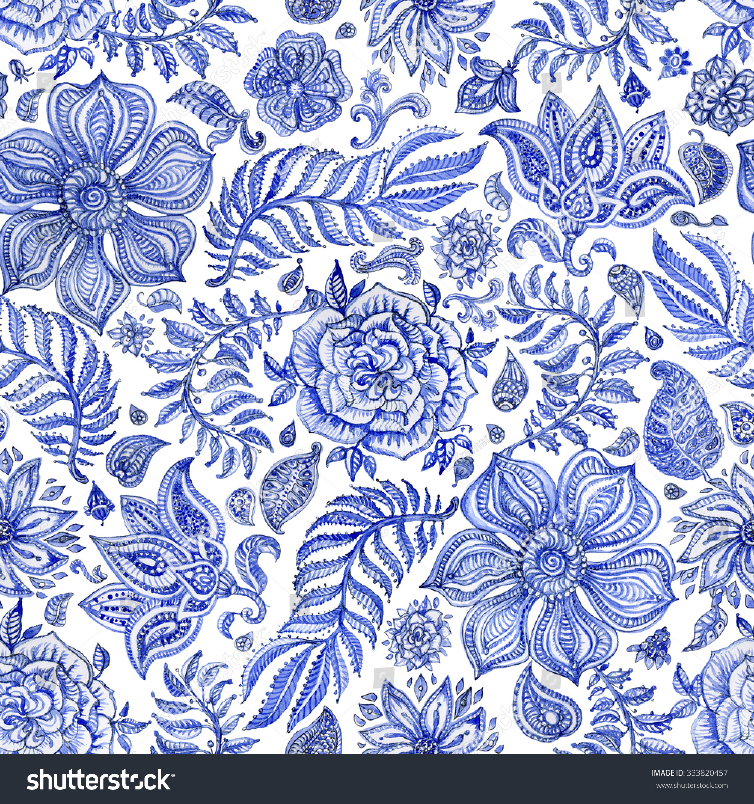 abstract seamless floral pattern indigo blue stock abstract seamless floral pattern indigo blue stock