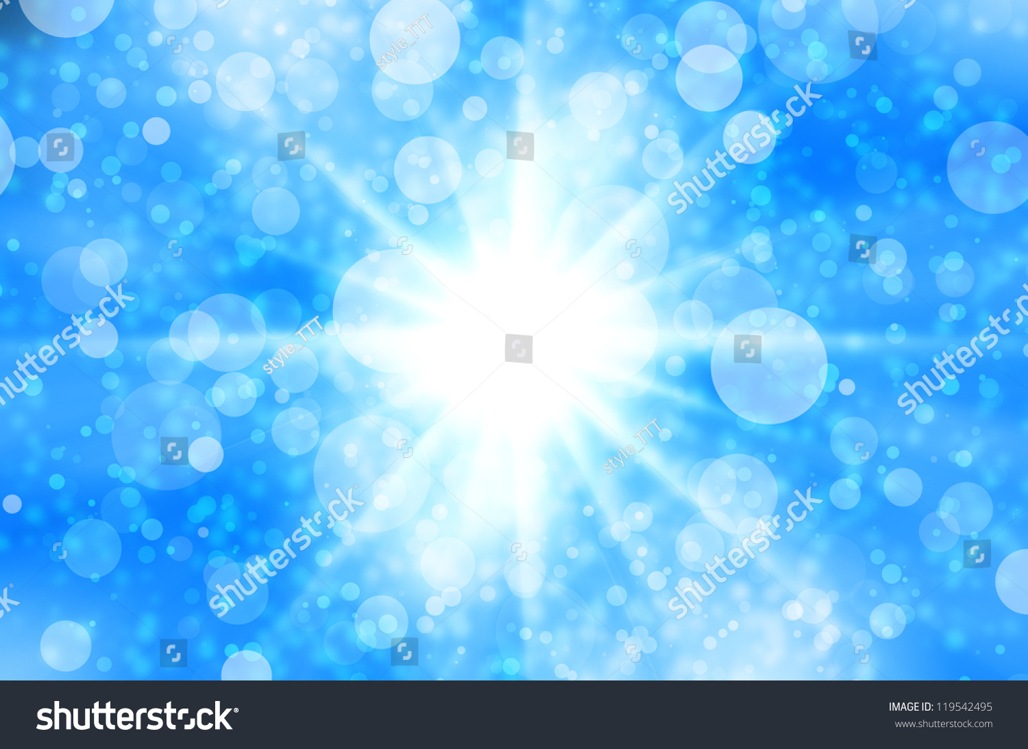 Abstract Star Light On Blue Background. Stock Photo 119542495