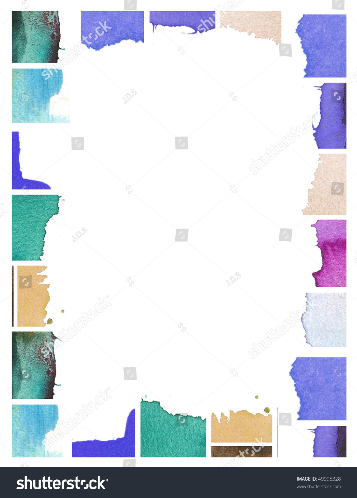 Abstract Watercolor Background Border Frame Stock Photo