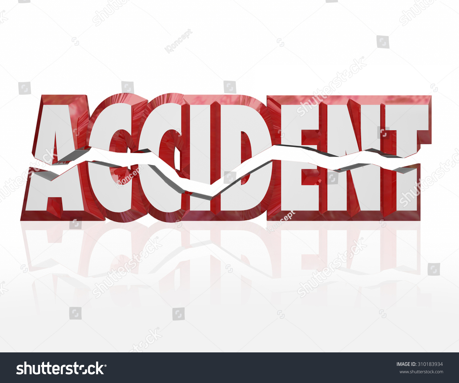 accident-word-cracked-3d-red-letters-stock-illustration-310183934