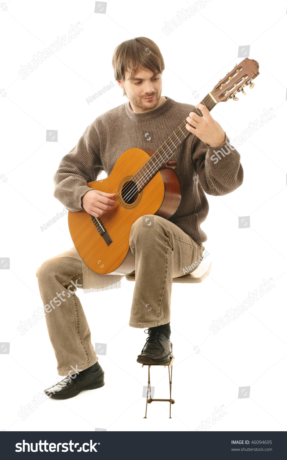 Acoustic Guitar Guitarist Man Classical. Classic Player Music Play With