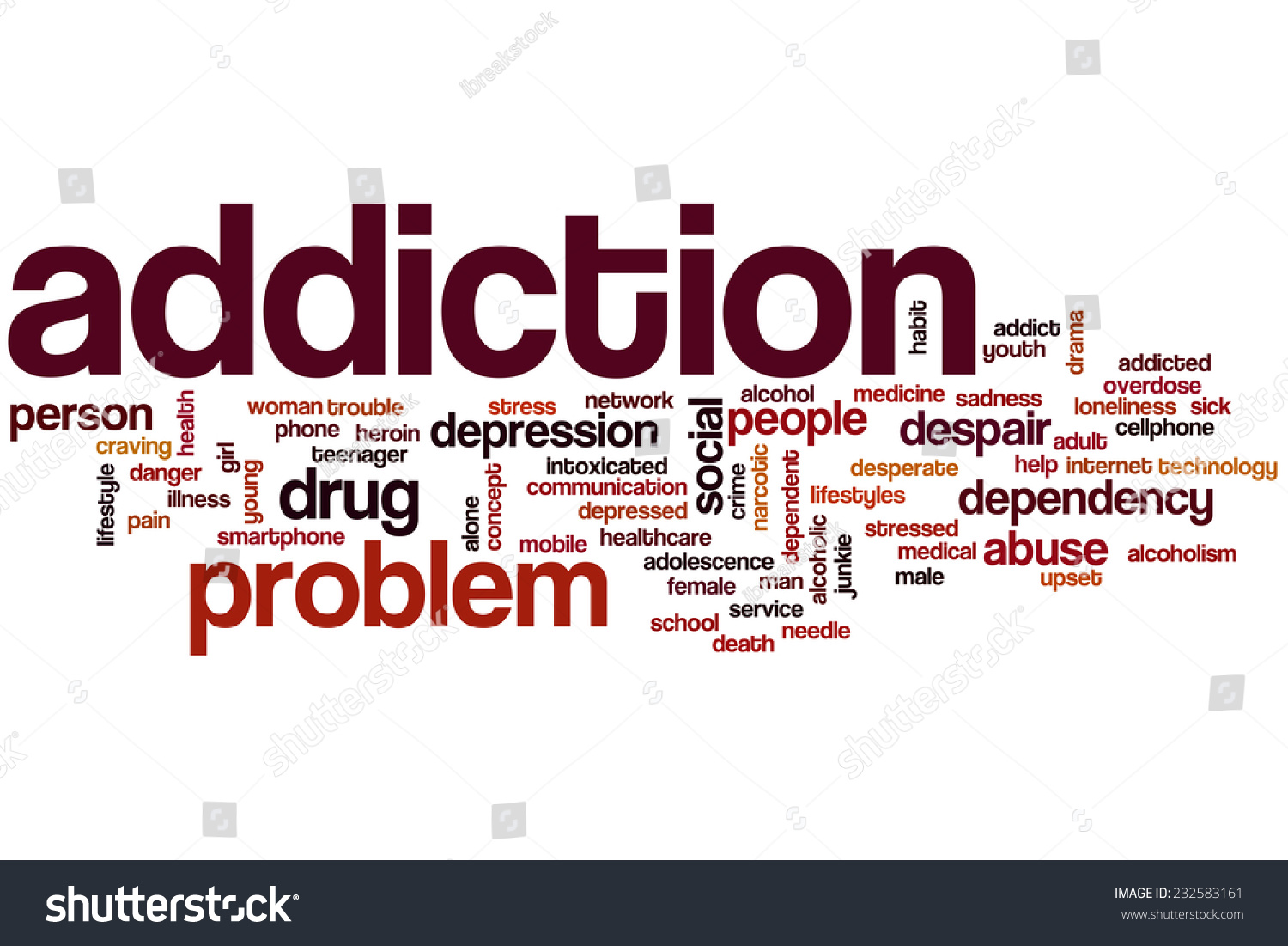 Addiction Word Cloud Concept Stock Photo 232583161 : Shutterstock