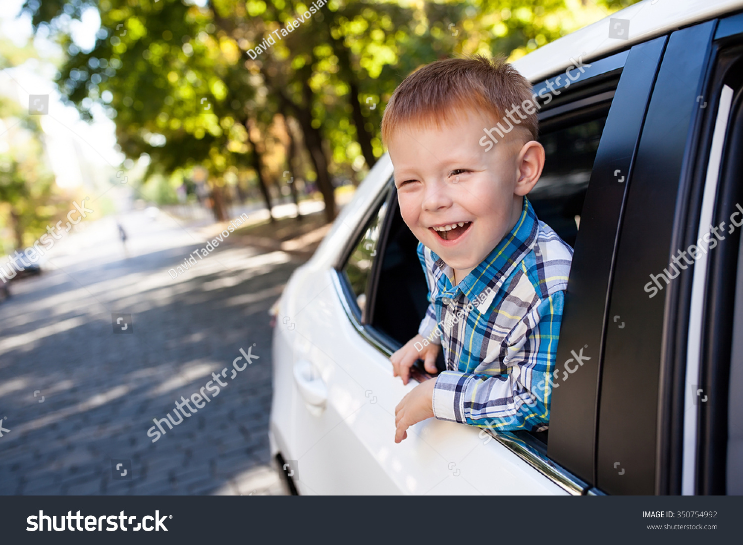 Adorable baby boy in the car Adorable baby boy in the car