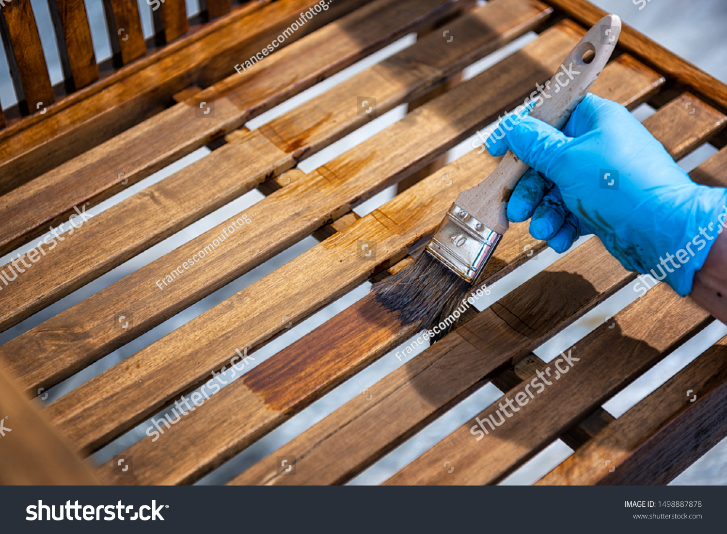 Adult Carpenter Craftsman Painting Waterbased Paint Stock Photo