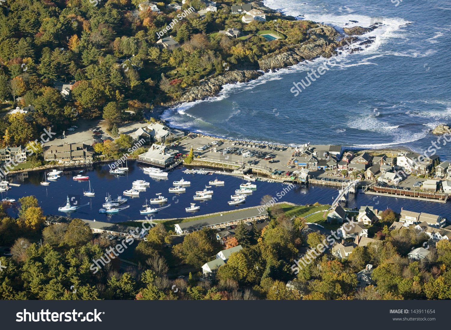 Aerial View Of Perkins Cove Near Portland, Maine Stock ...