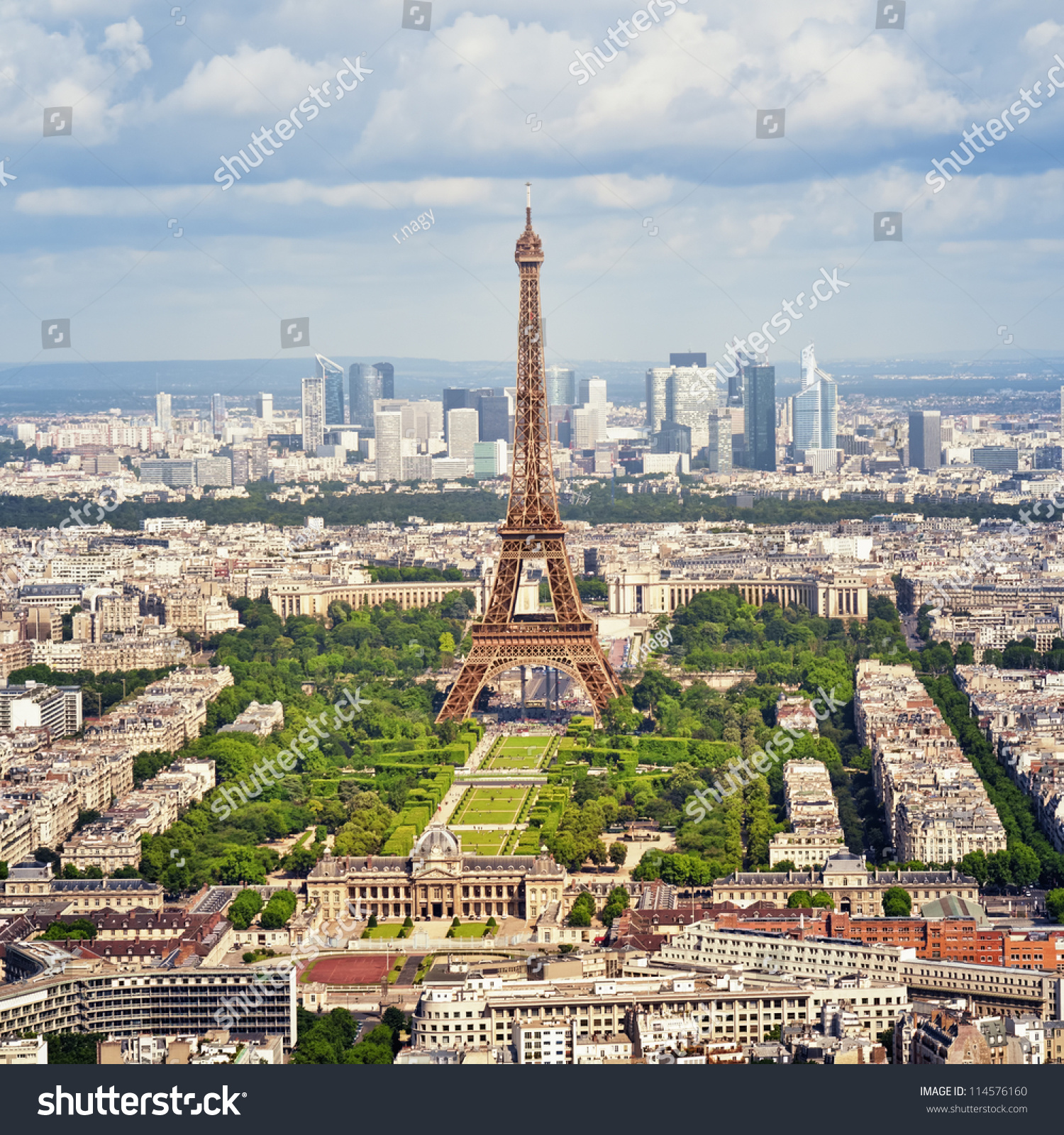 Aerial View Of The Eiffel Tower, Paris - France Stock Photo 114576160 ...