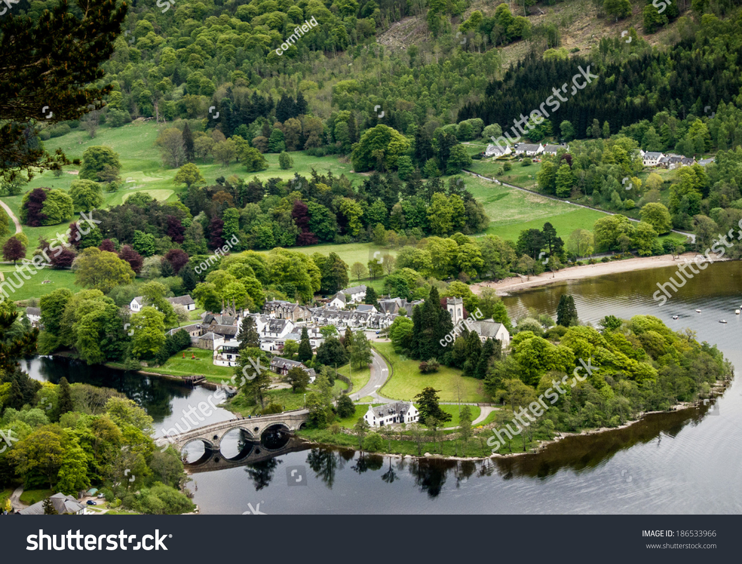 Aerial View Village Kenmore Loch Tay Stock Photo 186533966 Shutterstock