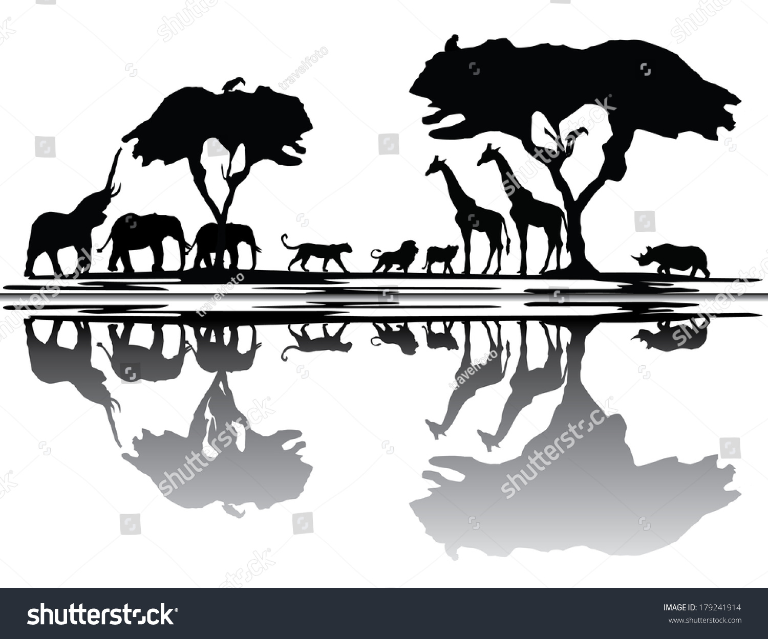 Africa Skyline With Wild Animals Stock Photo 179241914 : Shutterstock