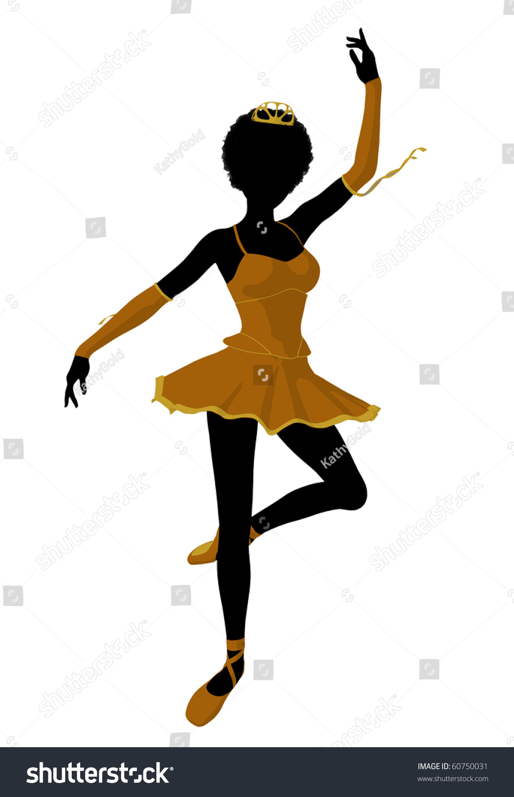 African American Ballerina Silhouette On White Stock Illustration