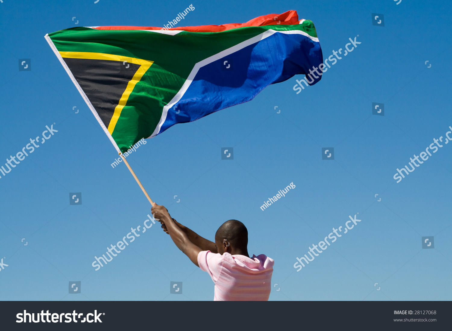 African Man Waving South African Flag Stock Photo Shutterstock