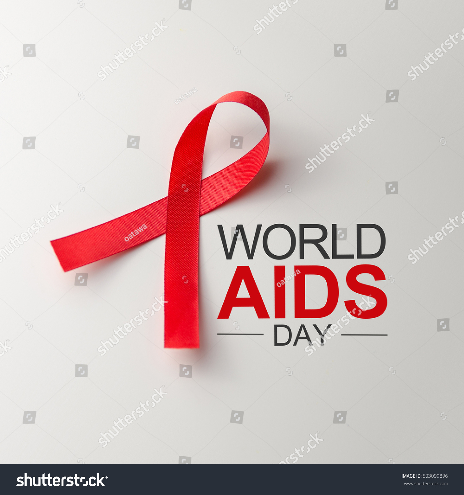 Aids Awareness Sign Red Ribbon World Aids Day Concept December