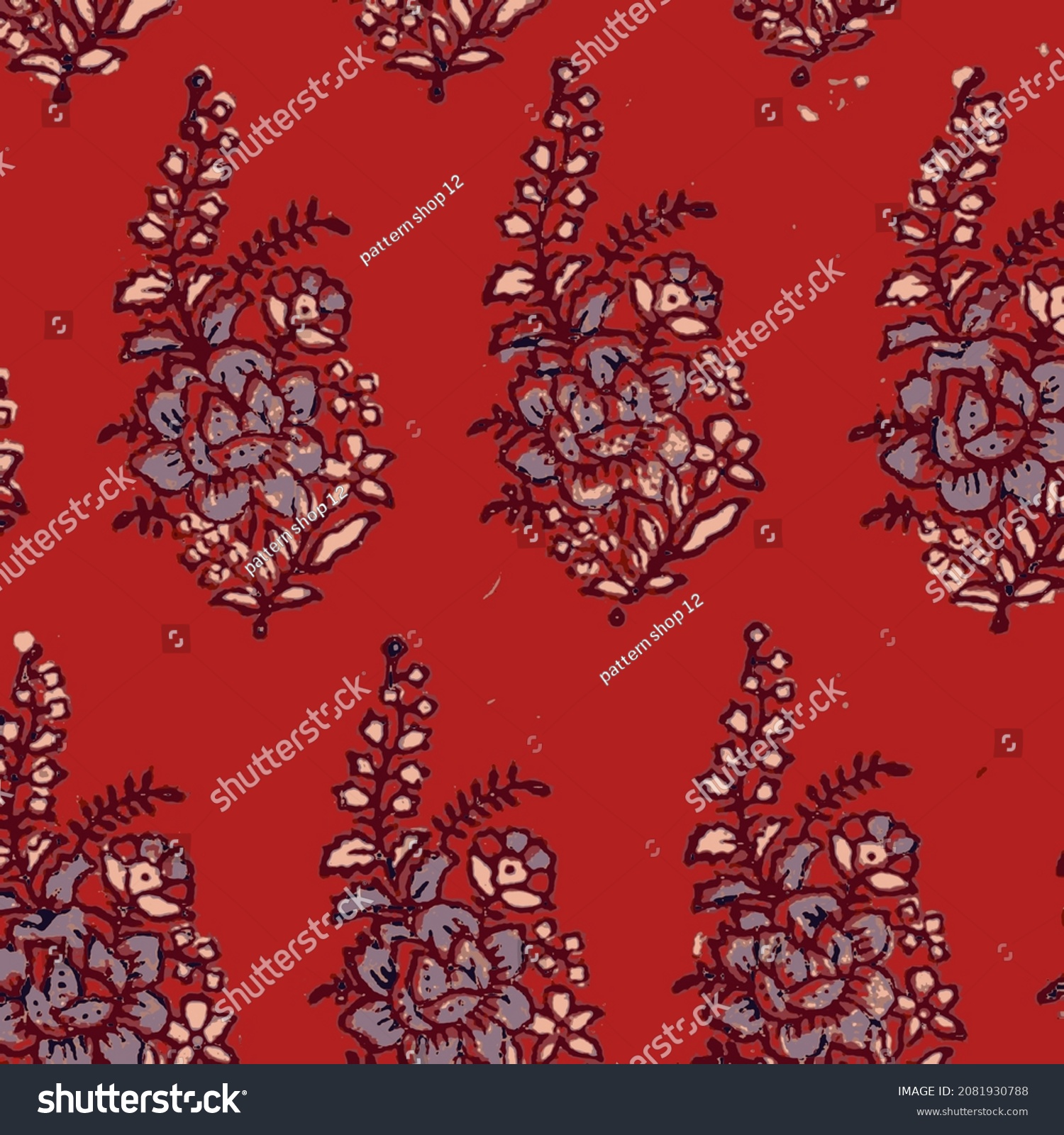 Ajrakh Pattern Block Print Pattern Batik Stock Illustration