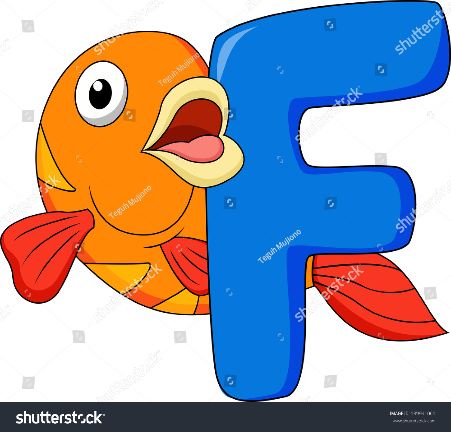 Alphabet F With Fish Cartoon Stock Photo 139941061 Shutterstock