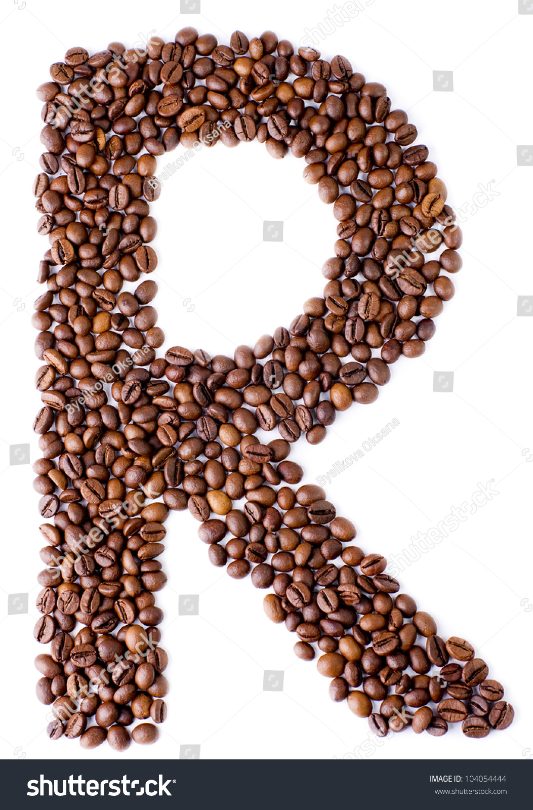 Alphabet From Coffee Beans Isolated On White Background Stock Photo