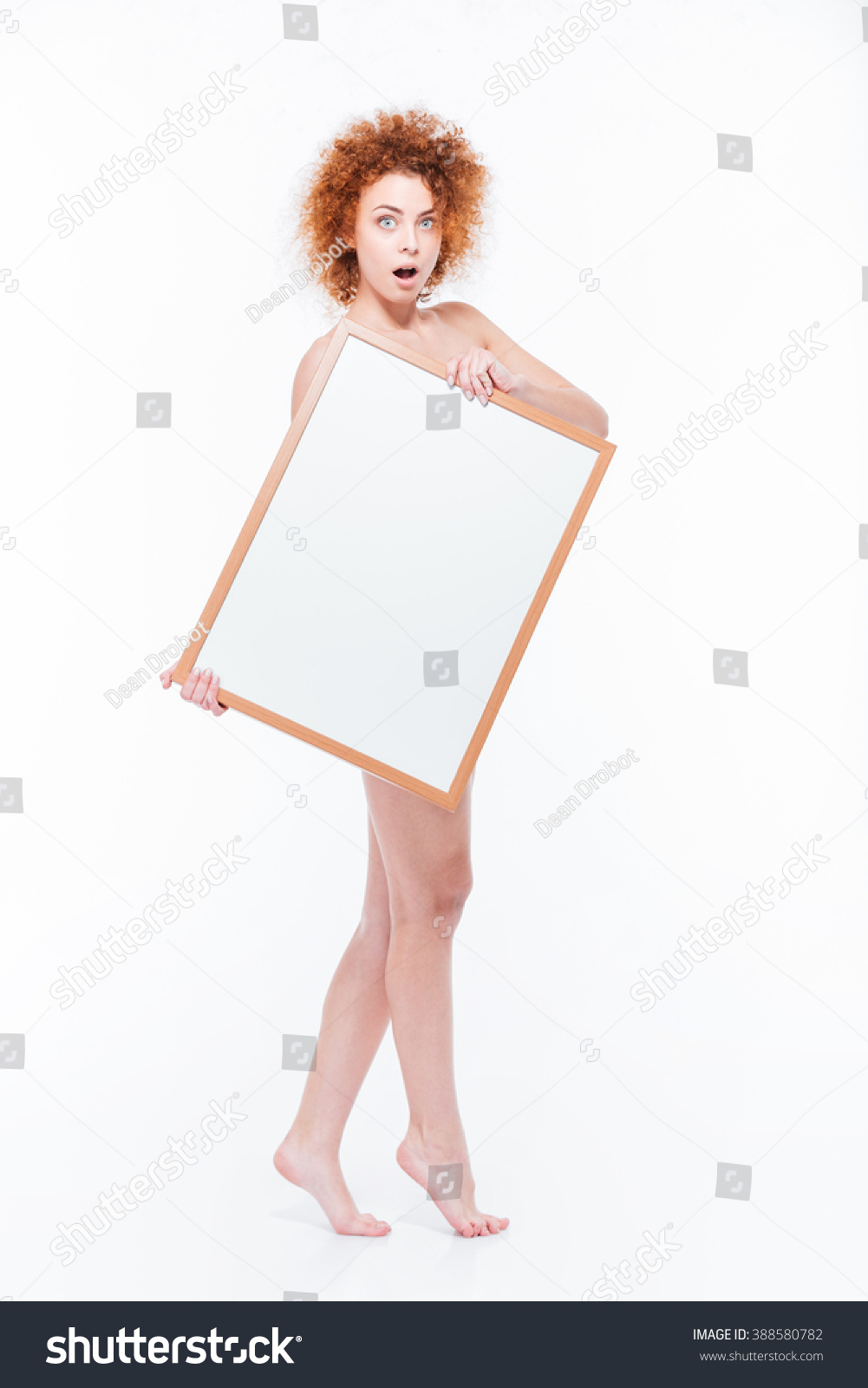 Amazed Naked Woman Holding Blank Board Stock Photo 388580782 Shutterstock