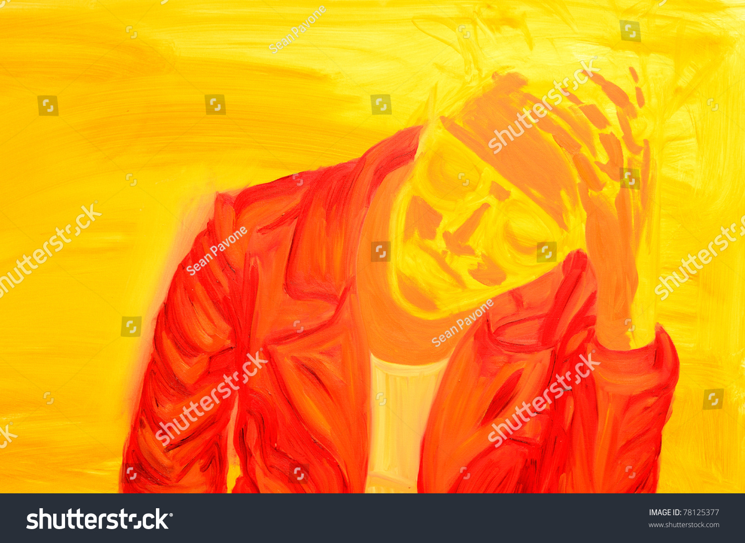 ambiguous-person-rubbing-their-forehead-in-stress-stock-photo-78125377