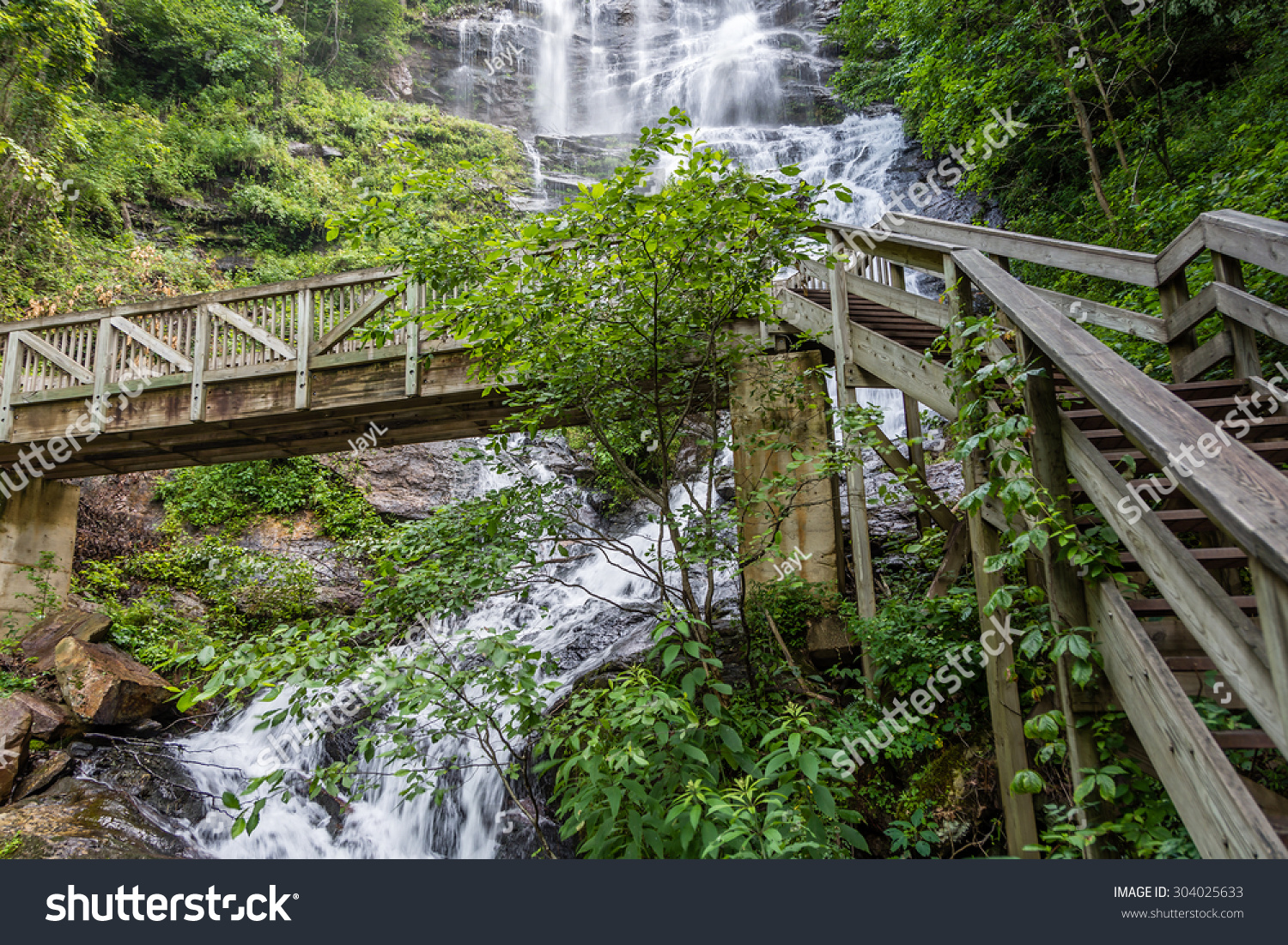 Amicalola Falls, Stairs, And Foot Bridge, In Georgia'S State Park ...