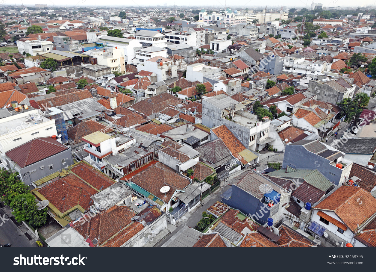 Aeriel View Densely Populated Congested Bandung Stock Photo 92468395