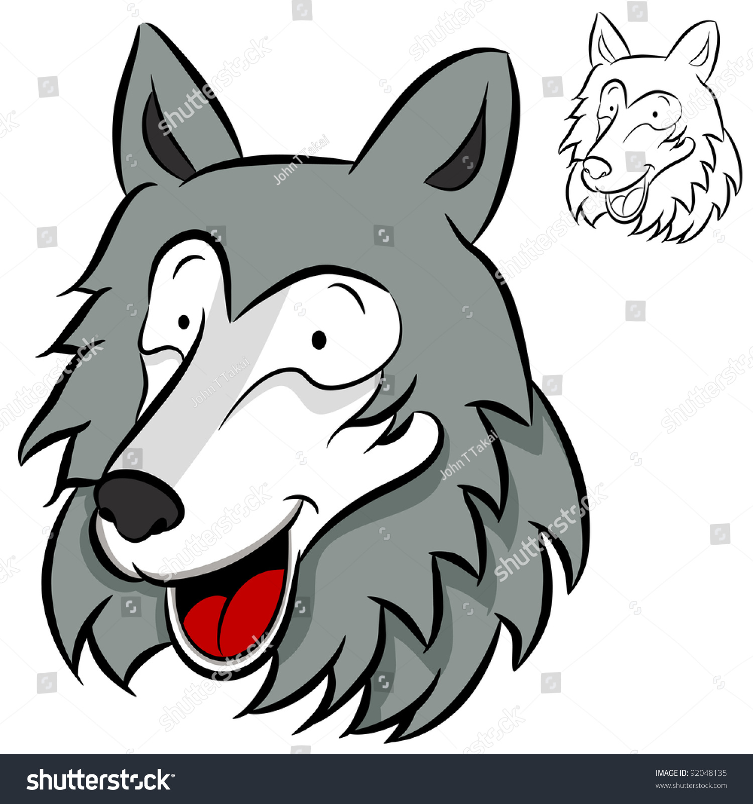 An Image Of A Cartoon Wolf Face. Stock Photo 92048135 : Shutterstock