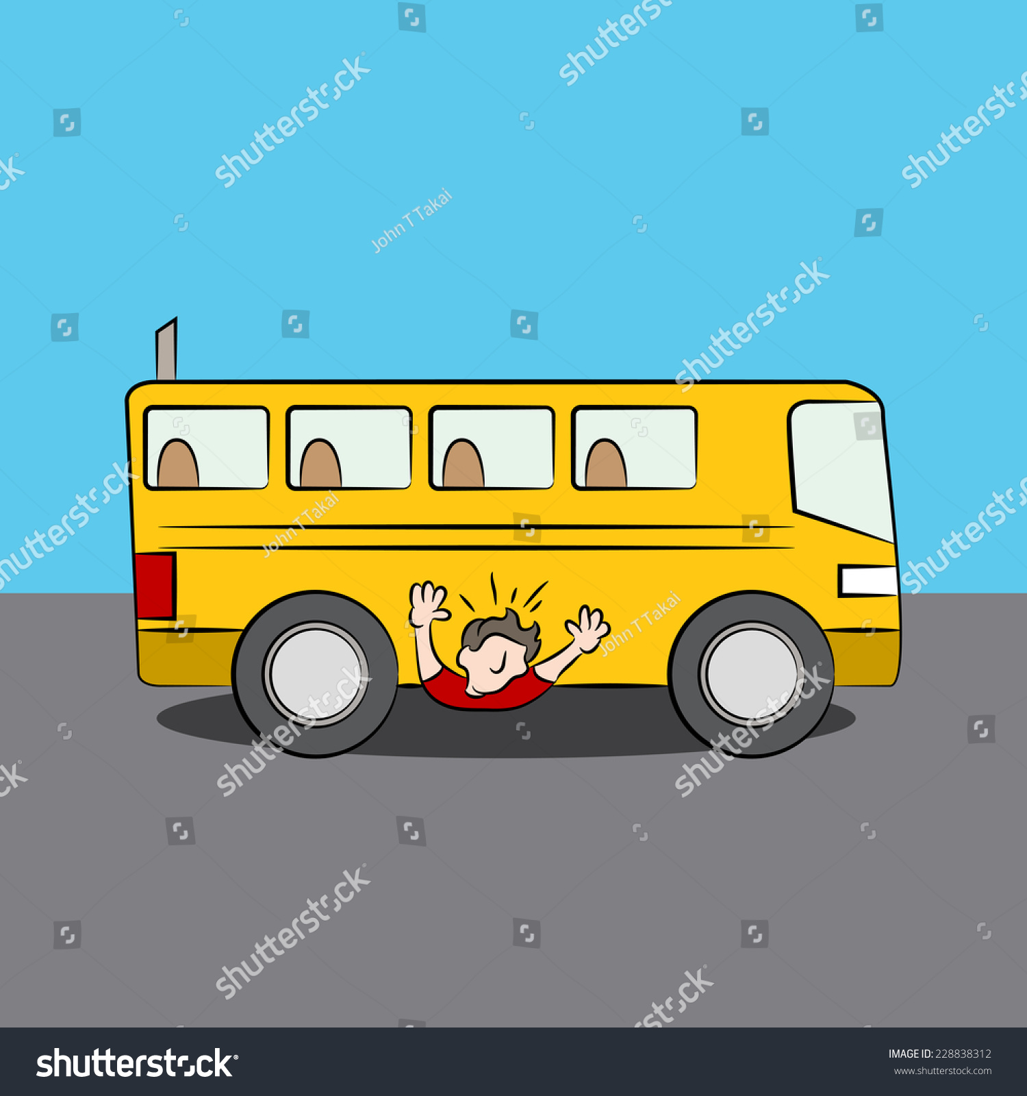 An Image Of A Man Under A Bus. Stock Photo 228838312 Shutterstock