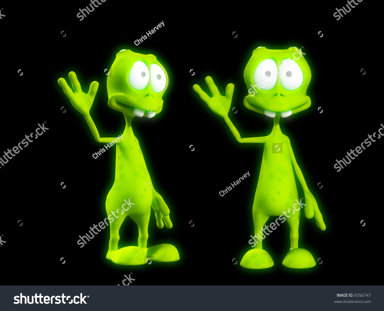 Image Two Very Friendly Waving Aliens Stock Illustration 6556747