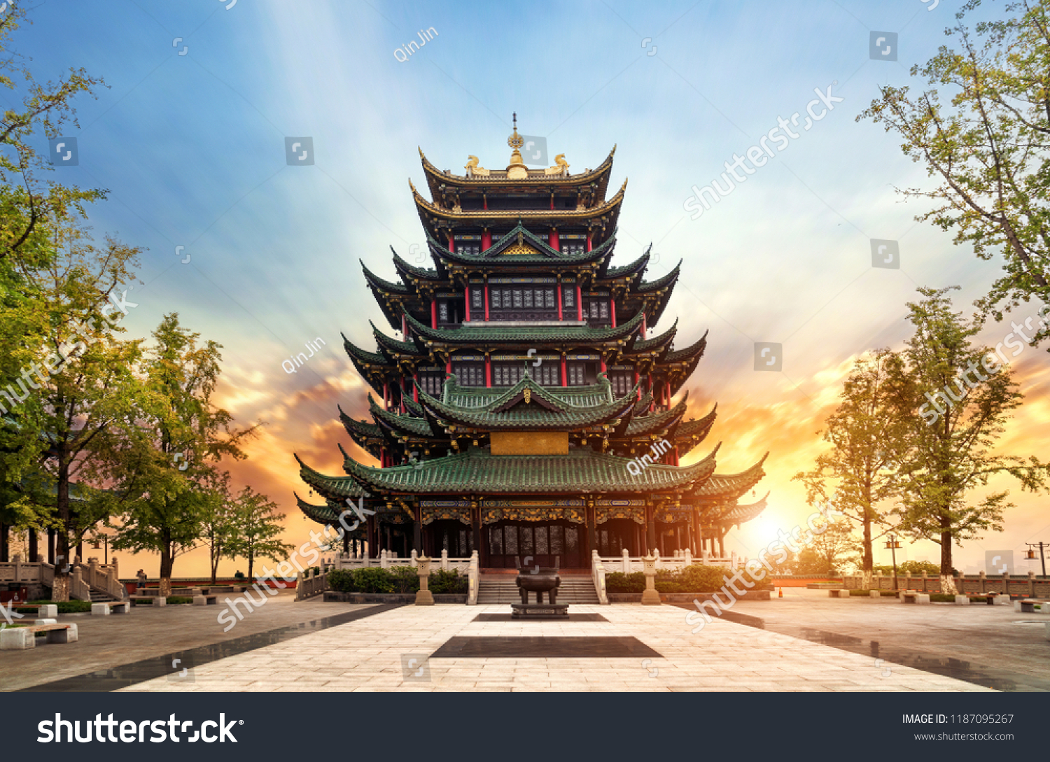 Ancient Architecture Temple Pagoda Park Chongqing Stock Photo