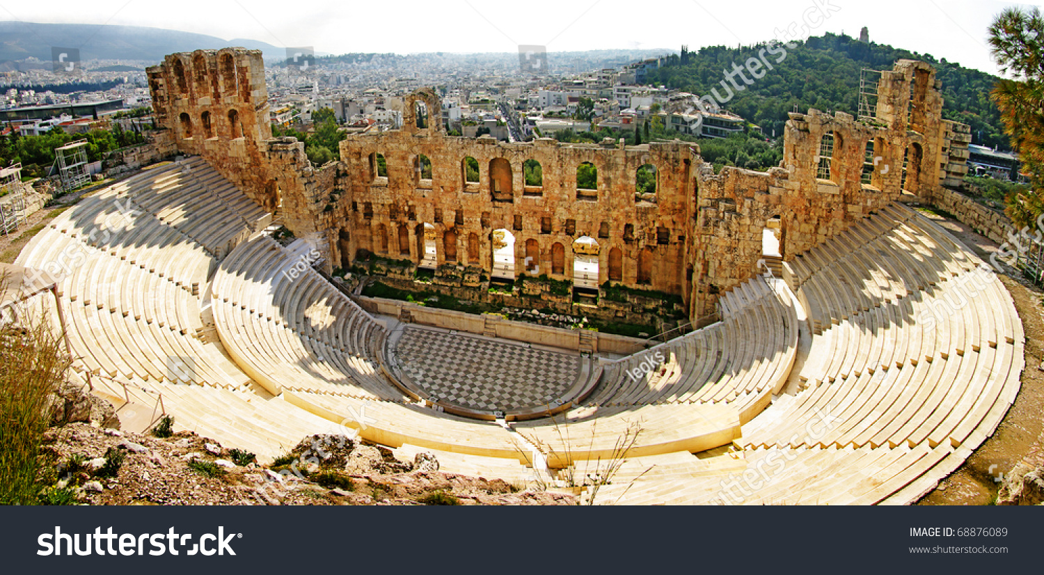 Ancient Theater In Acropolis Greece, Athnes Stock Photo 68876089 ...