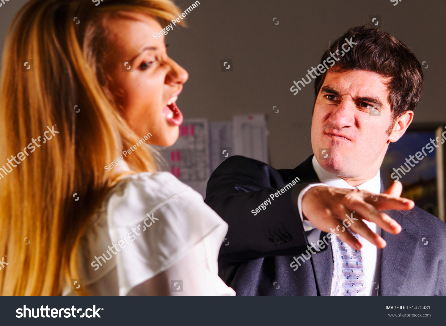 Angry Businesswoman Is Slapping Across The BusinessmanS Face St