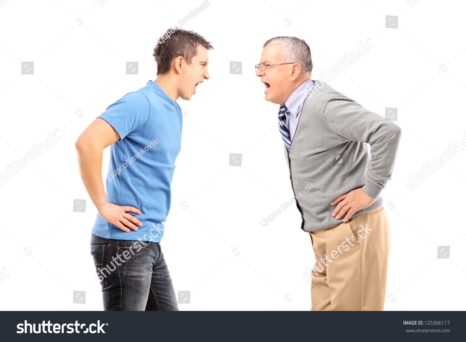 Angry Father Son Having Argument Isolated Stock Photo 125366117