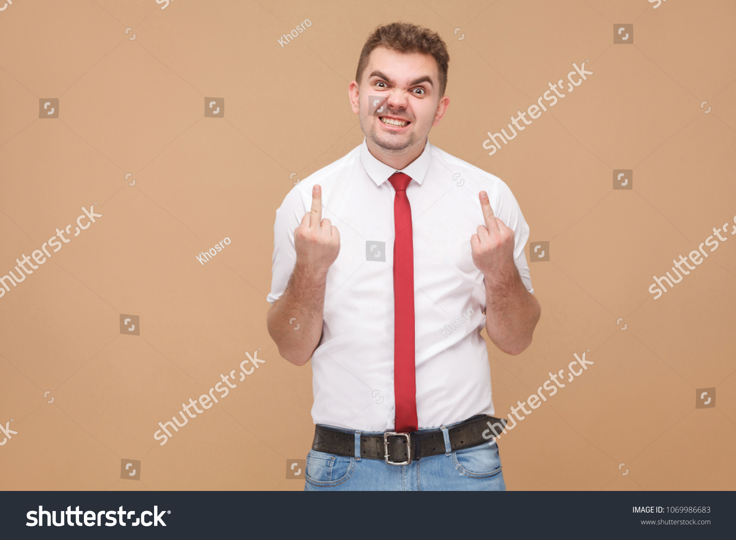 Angry Man Showing Fuck Sign Camera Stock Photo Edit Now 1069986683