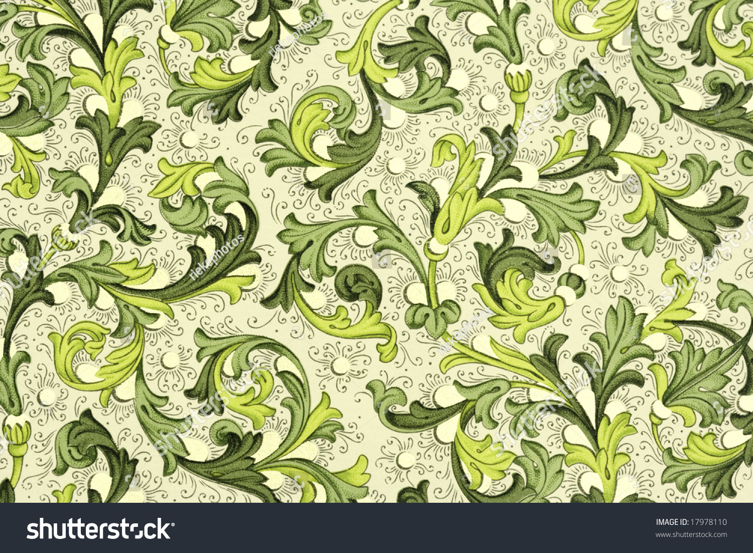 Antique Wallpaper With Floral Pattern - 18th Century Stock Photo