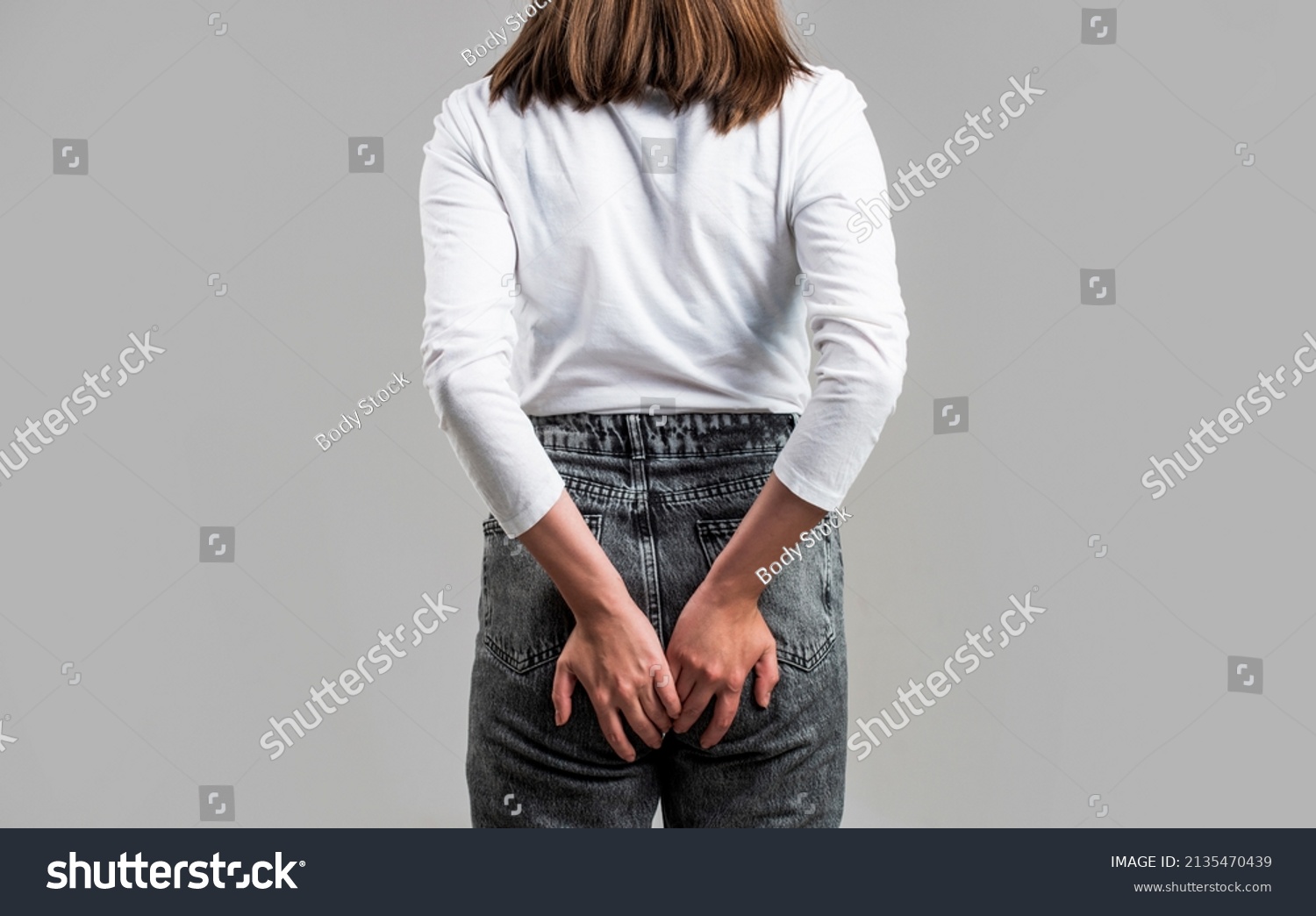 Anus Pain Woman Hand Holding Her Stock Photo Shutterstock