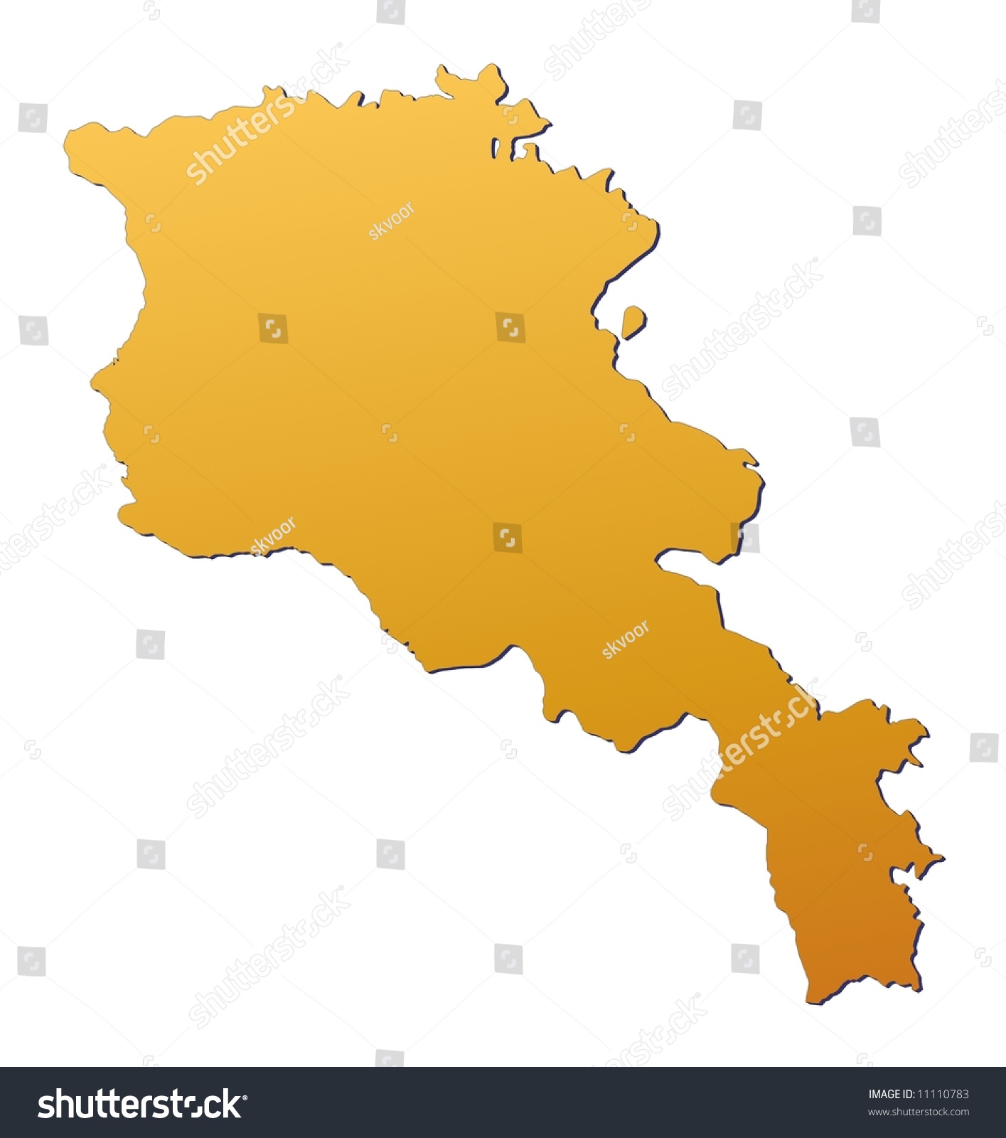 Iceland Map Filled With Orange Gradient Armenia Map Filled With Orange Gradient Mercator