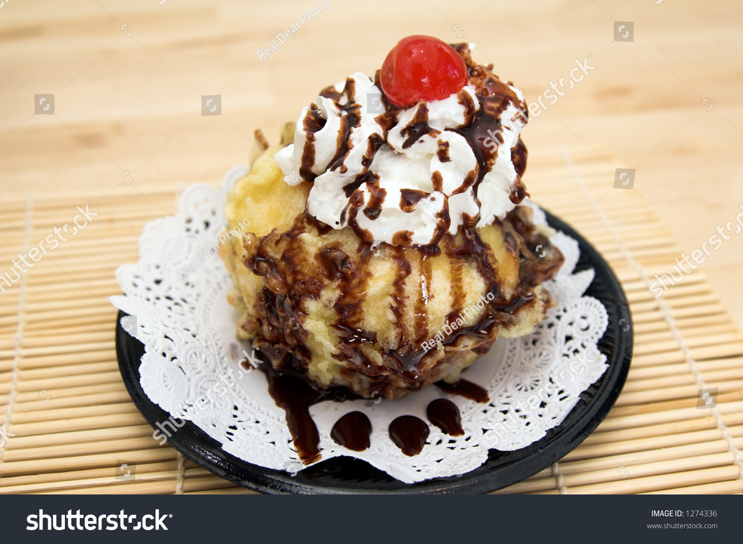 Assign Dessert Of Deep Fried Tempura Ice Cream With Whipped Cream And