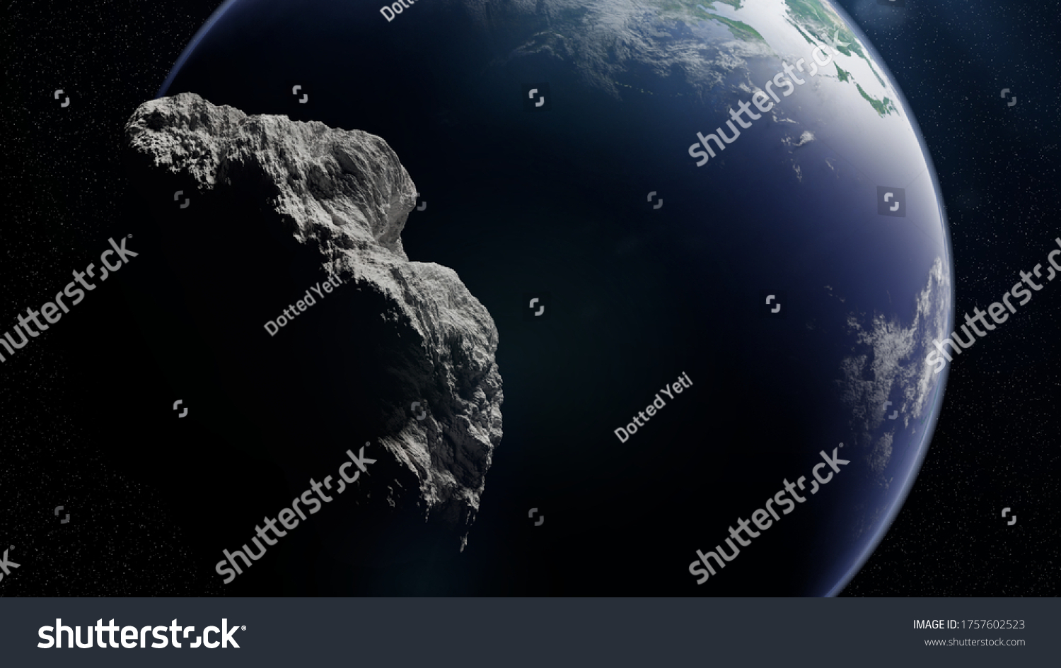 Asteroid Flying Towards Planet Earth Meteorite Stock Illustration