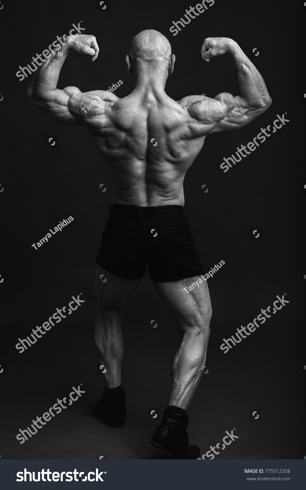 Athlete Back Double Biceps Pose Bodybuilder Stock Photo Shutterstock