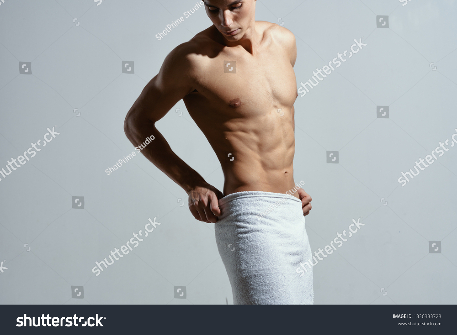 Athlete Naked Torso Towel Below Belt Stock Photo Shutterstock